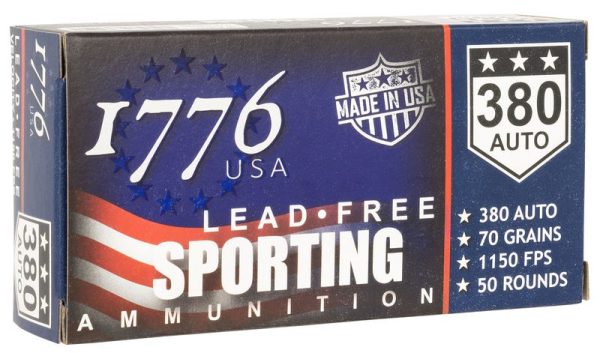 1776 USA Lead Free Sporting Brass .380 ACP 70 Grain 50-Rounds LF