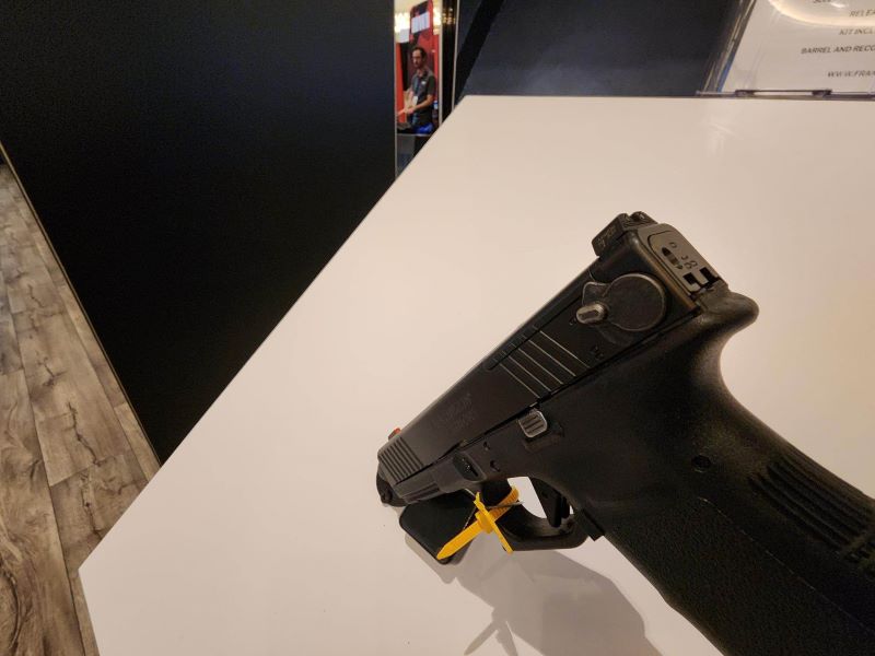 glock 17 gen 3 franklin armory binary trigger on display.